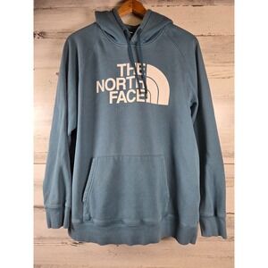 The North Face Womens XL Blue Logo Hoodie Pullover Sweatshirt Fleece